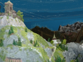 die Habsburg mit den Alpen im Hintergrund (die Decke wurde digital himmelblau erstellt!)